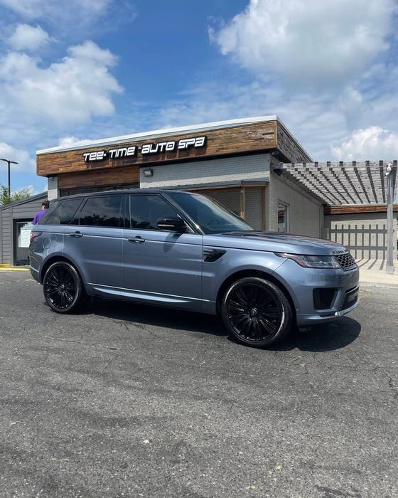 Gray Range Rover Sport at the shop